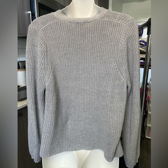 NUDE Grey Lace Up Front Tie Knit V-neck Sweater - Picture 4 of 4